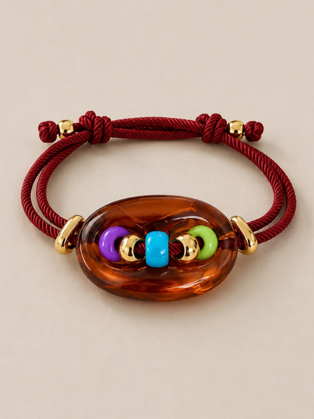 New! Amber Pigs Nose Beaded Red Bracelet NWOT
